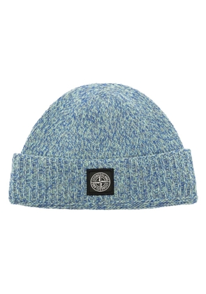 Stone Island Compass-patch ribbed-knit beanie - Blue