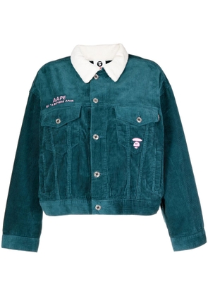 AAPE BY *A BATHING APE® logo-embroidered corduroy jacket - Blue