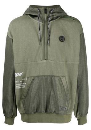 AAPE BY *A BATHING APE® half-zip logo hoodie - Green