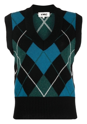 YMC Heidi argyle-pattern vest - Black