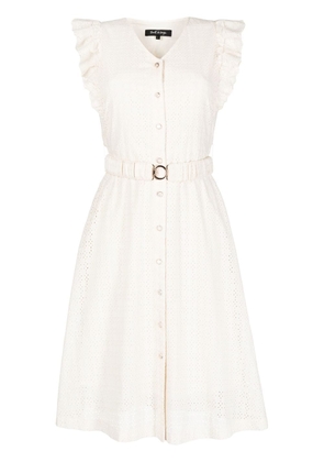 tout a coup embroidered ruffle-trim dress - White