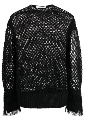 3.1 Phillip Lim pointelle-knit fringed jumper - Black