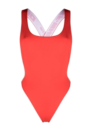 Off-White logo-strap one-piece swimsuit - Red