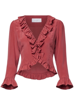 Equipment ruffle-detailed silk blouse - Red