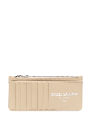 Dolce & Gabbana Vertical logo-print leather cardholder - Brown