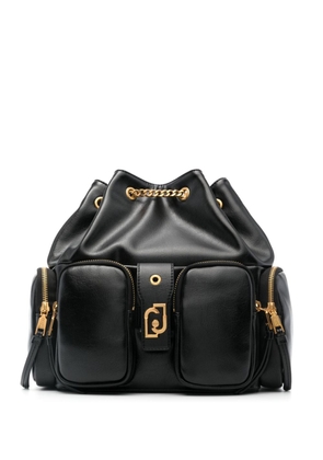 LIU JO logo-plaque faux-leather backpack - Black