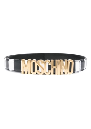 Moschino striped leather belt - Black