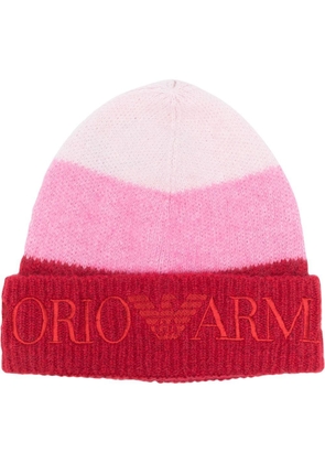 Emporio Armani logo hem alpaca-blend beanie - Pink