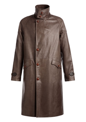 Bally leather long pea coat - Brown