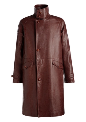 Bally leather long pea coat - Red