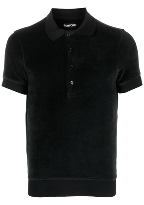 TOM FORD short-sleeve velvet polo shirt - Black