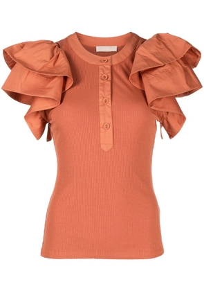 Ulla Johnson Bonnie flounce-sleeves blouse - Orange