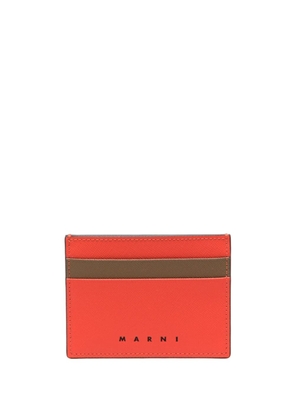 Marni logo-print leather cardholder - Red