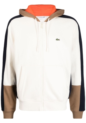 Lacoste logo-embroidered colour-block hooded jacket - Neutrals