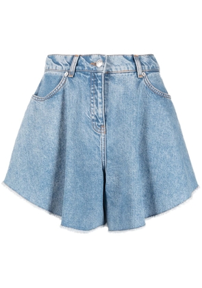 MOSCHINO JEANS flared washed-denim shorts - Blue