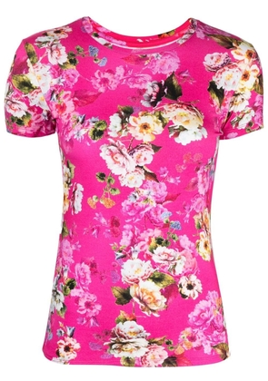 L'Agence floral-print short-sleeved top - Pink