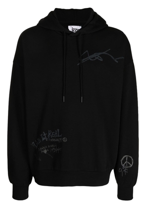 izzue logo-print drawstring hoodie - Black