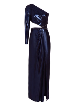 Marchesa Notte cut-out one-shoulder dress - Blue