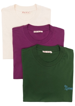 Marni pack of 3 embroidered T-shirts - Green