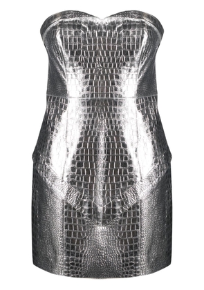 ROTATE croc faux-leather strapless mini-dress - Silver
