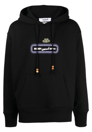 Adish Alkhws logo-print cotton hoodie - Black