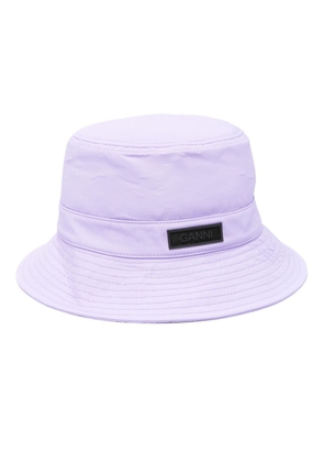 GANNI logo-patch bucket hat - Purple