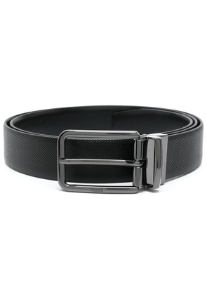 BOSS engraved-logo leather belt - Black