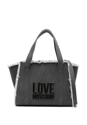 Love Moschino frayed denim tote bag - Black