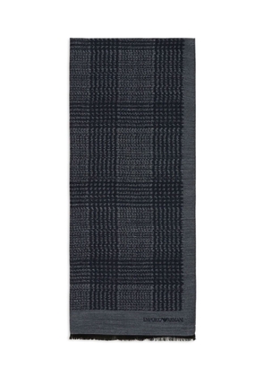 Emporio Armani jacquard frayed scarf - Black