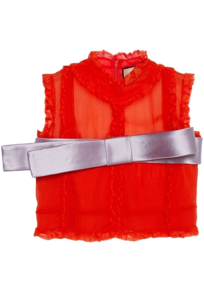 Gucci bow-embellished chiffon top - Red