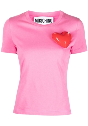 Moschino heart-patch cotton T-shirt - Pink