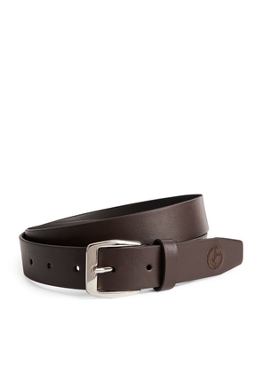 Giorgio Armani Leather Embroidered-Logo Belt