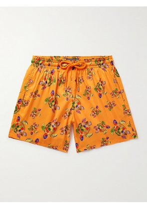 Vilebrequin - Mahina Straight-Leg Mid-Length Recycled Swim Shorts - Men - Orange - S