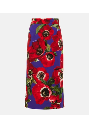 Dolce&Gabbana Floral silk-blend pencil skirt