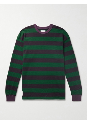 WTAPS - Logo-Appliquéd Striped Cotton-Jersey T-Shirt - Men - Green - S