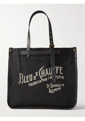Bleu de Chauffe - Bazar Logo-Print Leather-Trimmed Cotton-Canvas Tote Bag - Men - Black