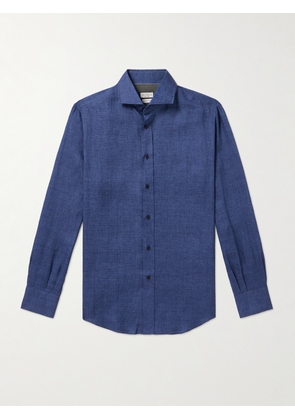 Brunello Cucinelli - Cutaway-Collar Linen Shirt - Men - Blue - XS