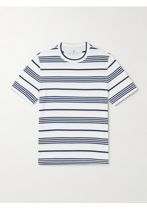 Brunello Cucinelli - Striped Cotton-Jersey T-Shirt - Men - Blue - S