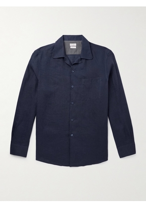 Brunello Cucinelli - Camp-Collar Linen Shirt - Men - Blue - S