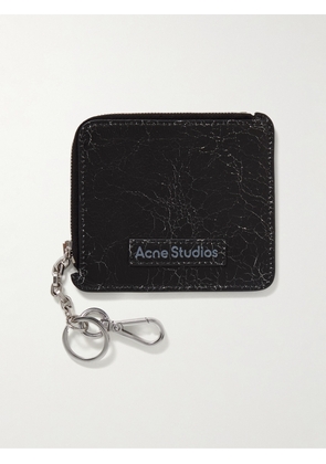 Acne Studios - Logo-Print Cracked-Leather Zip-Around Wallet - Men - Black