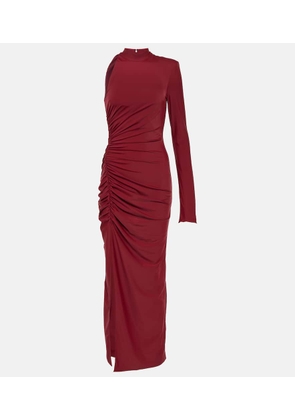 Rotate One-shoulder ruched maxi dress