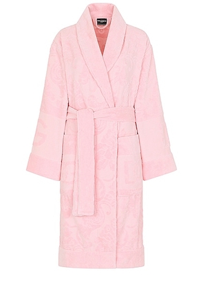 Dolce & Gabbana Casa Logo Jacquard Bathrobe in Pink - Pink. Size XS (also in L, M).