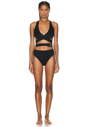 ALAÏA Criss Cross Bikini Set in Noir Alaia - Black. Size 36 (also in 34, 38, 40).
