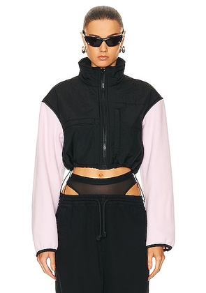 Alexander Wang Cropped Zip Up Jacket in Light Pink - Black,Pink. Size XS (also in S).