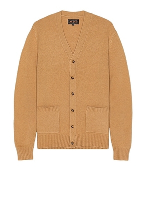 Beams Plus Elbow Patch Cardigan in Beige - Nude. Size S (also in M, XL/1X).