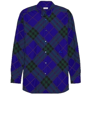 Burberry Long Sleeve Check Pattern Shirt in Knight Ip Check - Blue. Size L (also in M, S).