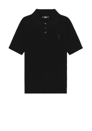 Amiri Stack Short Sleeve Polo in Black - Black. Size S (also in L, M, XL/1X).