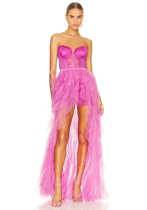 For Love & Lemons X REVOLVE Bustier Gown in Fuchsia. Size L, S, XL, XS.