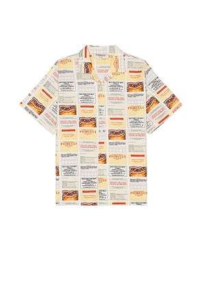 FIORUCCI Credit Card Bowling Shirt in White. Size L, M, XL.