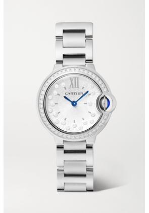 Cartier - Ballon Bleu De Cartier 28mm Stainless Steel And Diamond Watch - White - One size